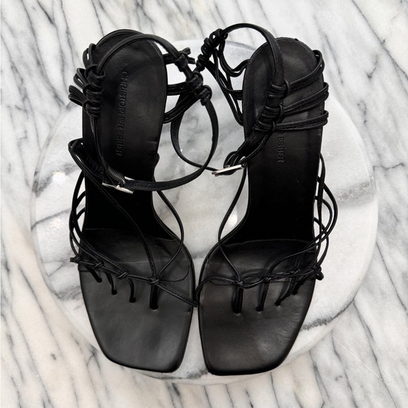 Christopher Esber Black Valletta Strappy Heels. - Picture 8 of 12